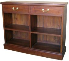 2 Drawer Low Mahogany Bookcases