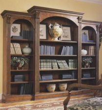 Triple Walnut Bookcase Fluted Columns