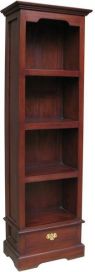 Solid Mahogany Narrow 1 Drawer Bookcase BCS016