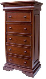 Louis Philippe Sleigh Style 5-6 Drawer Tall Narrow Chest CHT076
