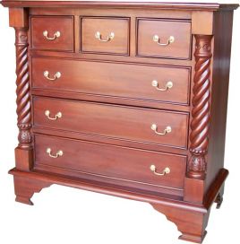 Solid Mahogany 6 Drawer Pillar Chest CHT007