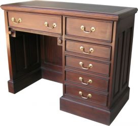 Mahogany Kneehole Computer Desk with leather top DSK006L