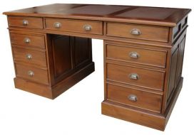 Mahogany Computer Desk Large with leather top and antique handles DSK003C