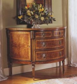 Demi Lune Walnut Chest- Marquetry Top