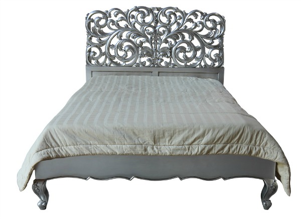 CLEARANCE- La Rochelle French Rococo Bed (Silver) B098S