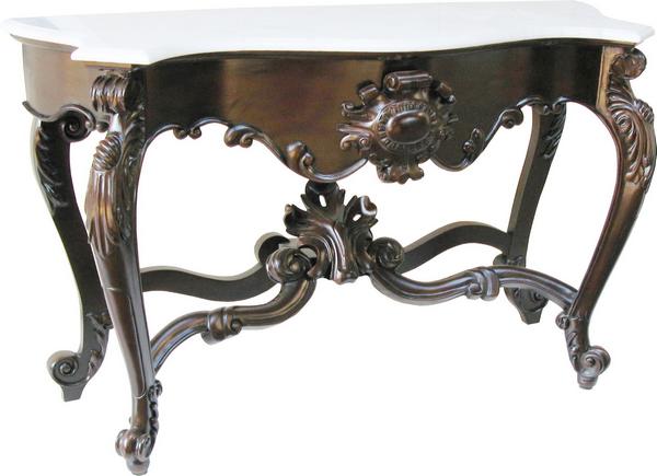 French Shell Console Table With Marble Top T034