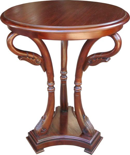 Swan Carved Mahogany Side Table T070