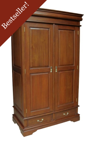 French Sleigh Mahogany Wardrobe with 2 drawers