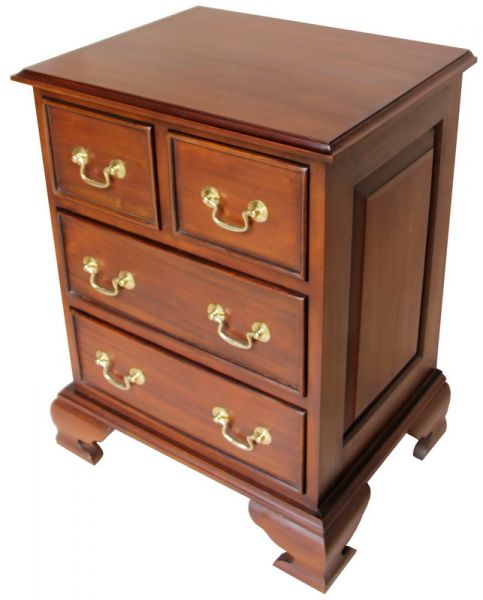 Mahogany Four Drawer Bedside Table