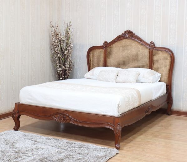 Normandy French Rattan Bed Frame with low footboard