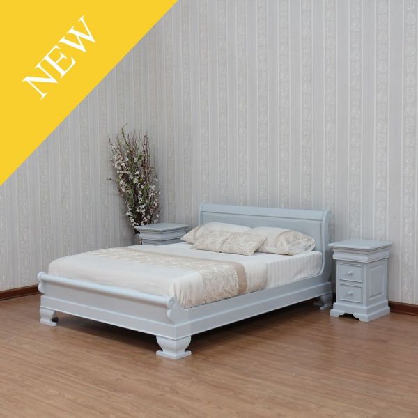 Mahogany painted Light Grey Sleigh Bed with low footboard B010LG