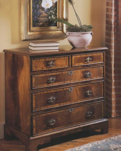 Traditional English Walnut Chest Of Drawers