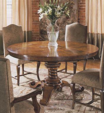 Round Walnut Dining Room Table (60