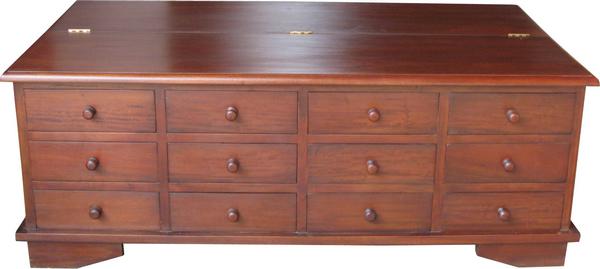12 Drawer Mahogany Coffee Table Lock, Apothecary Coffee Table Uk