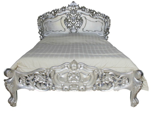 French Rococo Bed Silver Leaf  Lock Stock \u0026 Barrel