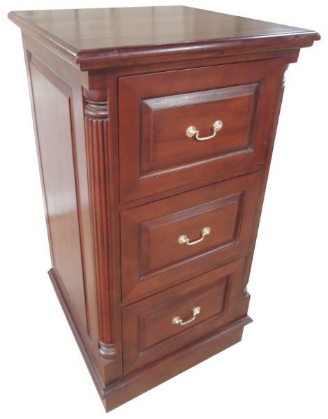 Deep 3 Drawer Mahogany Filing Cabinet