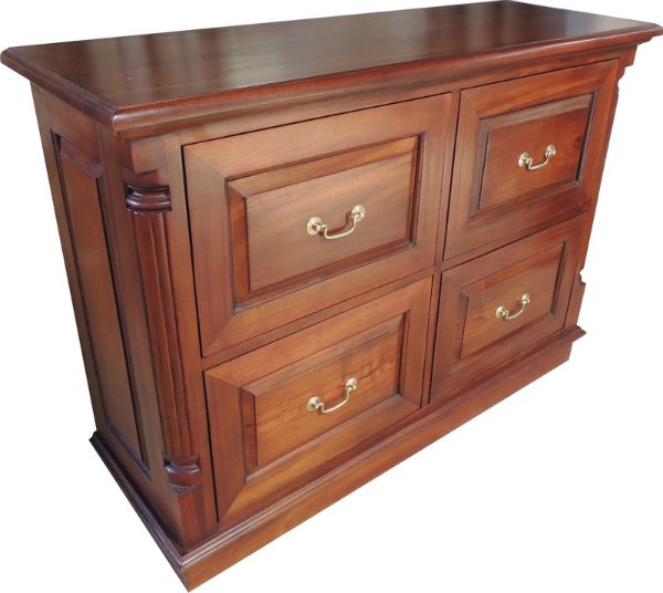 Deep 4 Drawer Mahogany Filing Cabinet