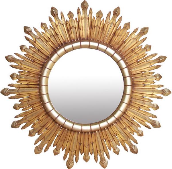Eclipse Gold Sunburst Mirror, Large Round Gold Sun Mirror
