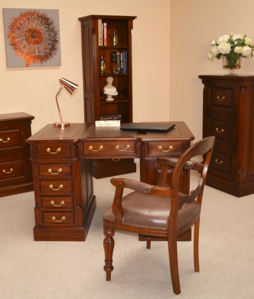 3 Drawer Mahogany Filing Cabinet with Antique Handles