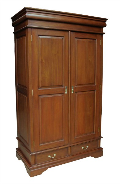 French Sleigh 2 drawer Mahogany Wardrobe