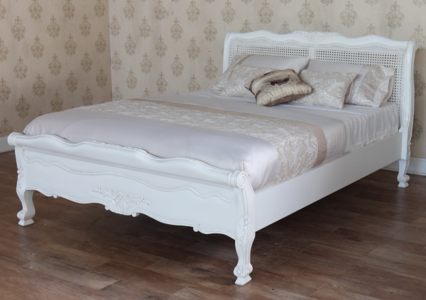 Louis French Rattan Bed With Low, French Style Bed Frame