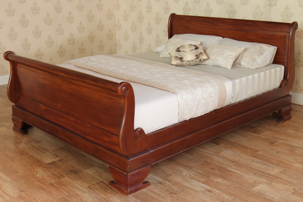 Mahogany Sleigh Bed Regular Footboard, Solid Wood Sleigh Bed Super King Size Mattress Dimensions