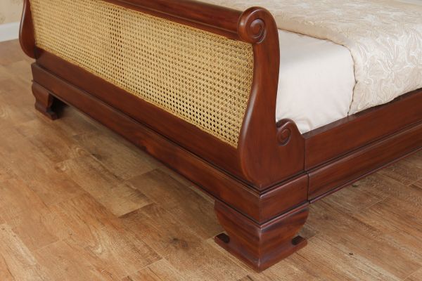 Elegance French Rattan Bed Frame, Cane Bed Frame Solid Mahogany 4'6 5' 6'  B005