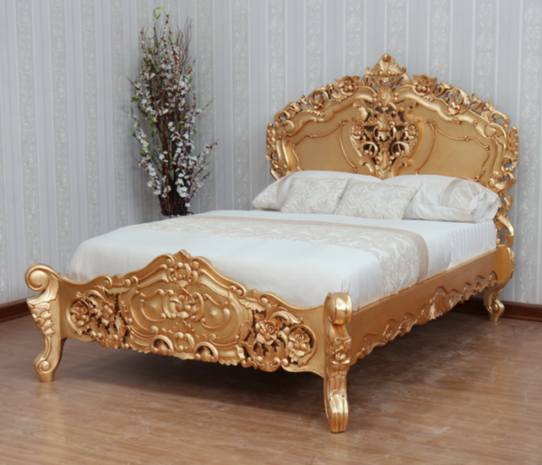 French Rococo Bed Gold Leaf, King Size Bed Finance Bad Credit France