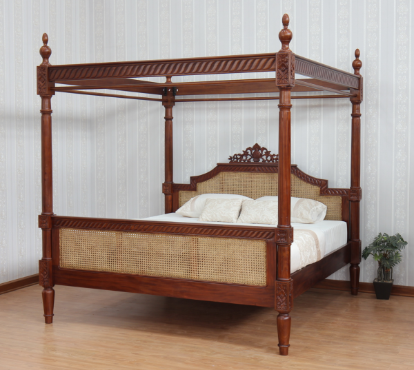 Charlotte Four Poster Bed, King Size Mahogany Poster Bed