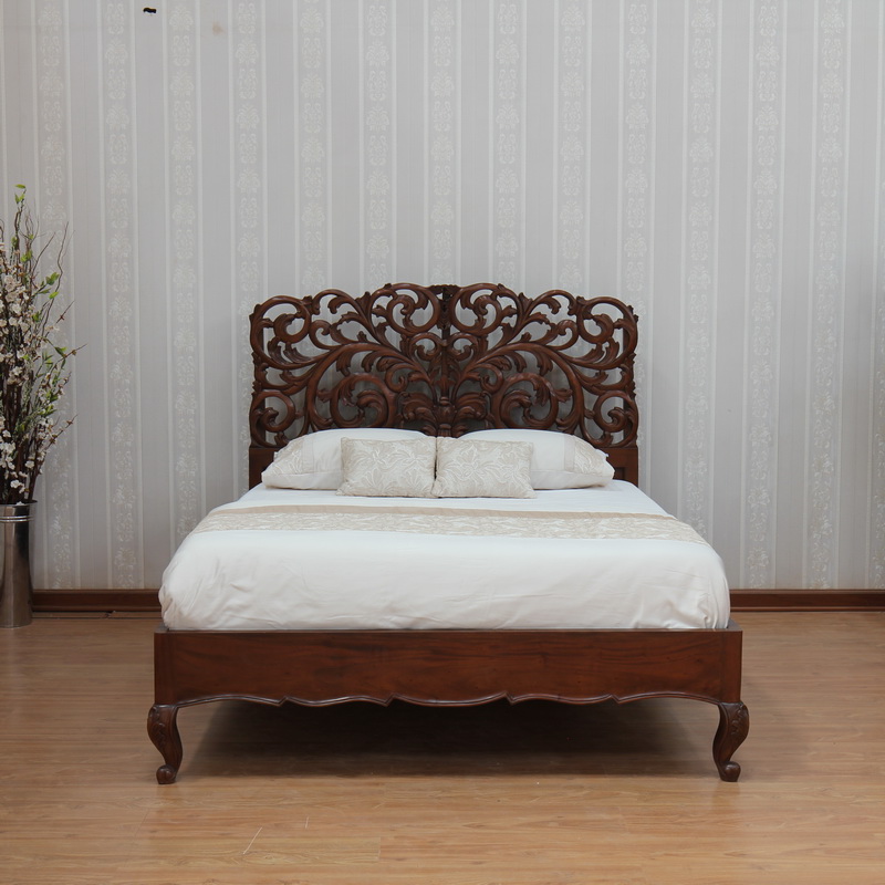 La Roce Mahogany French Rococo Bed B098, Carved Wooden Bed Frames Uk