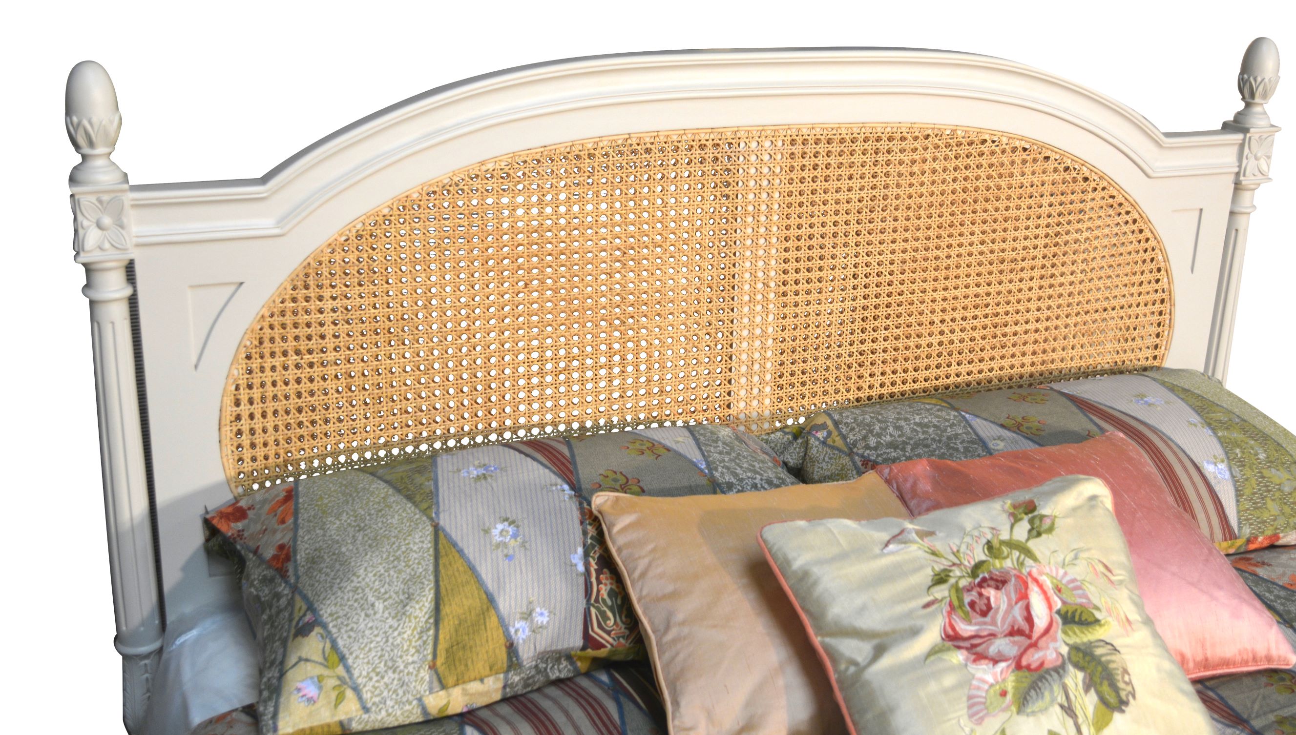 Josephine Light Grey French Rattan Bed Frame