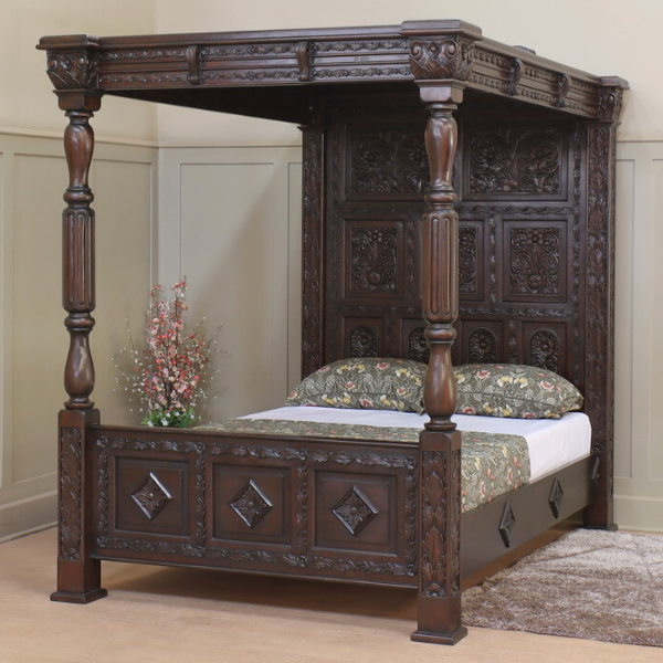 Dark wood 4 poster bed sales