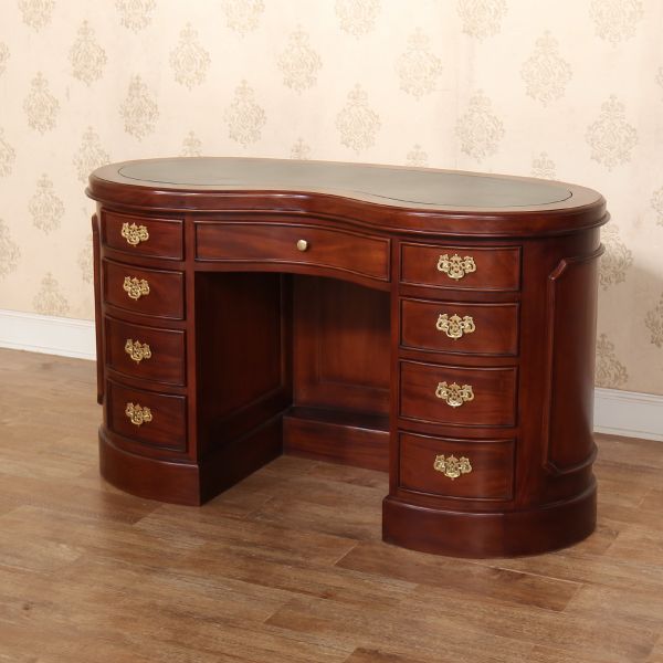 Mahogany Kidney Desk With Inlaid Leather Top