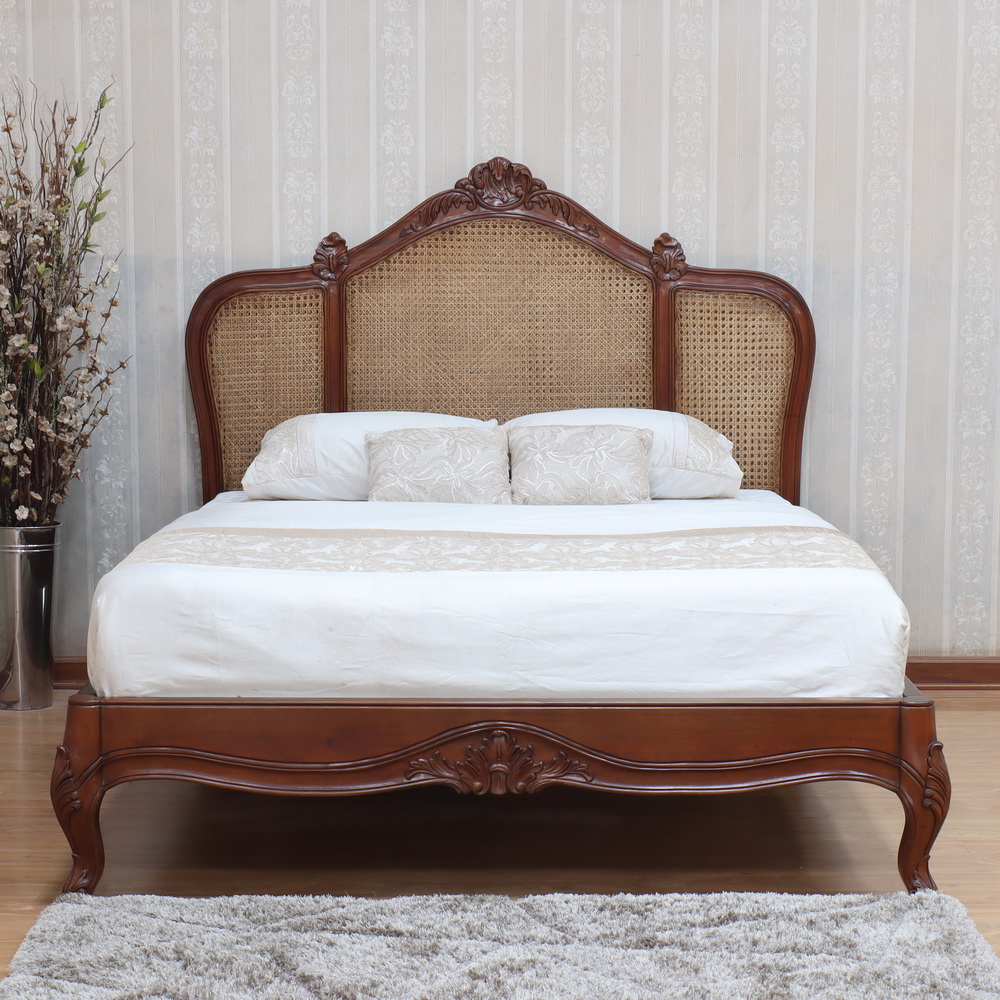 Normandy French Rattan Bed Frame with low footboard