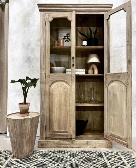 Reclaimed Wood Glass Display Cabinet