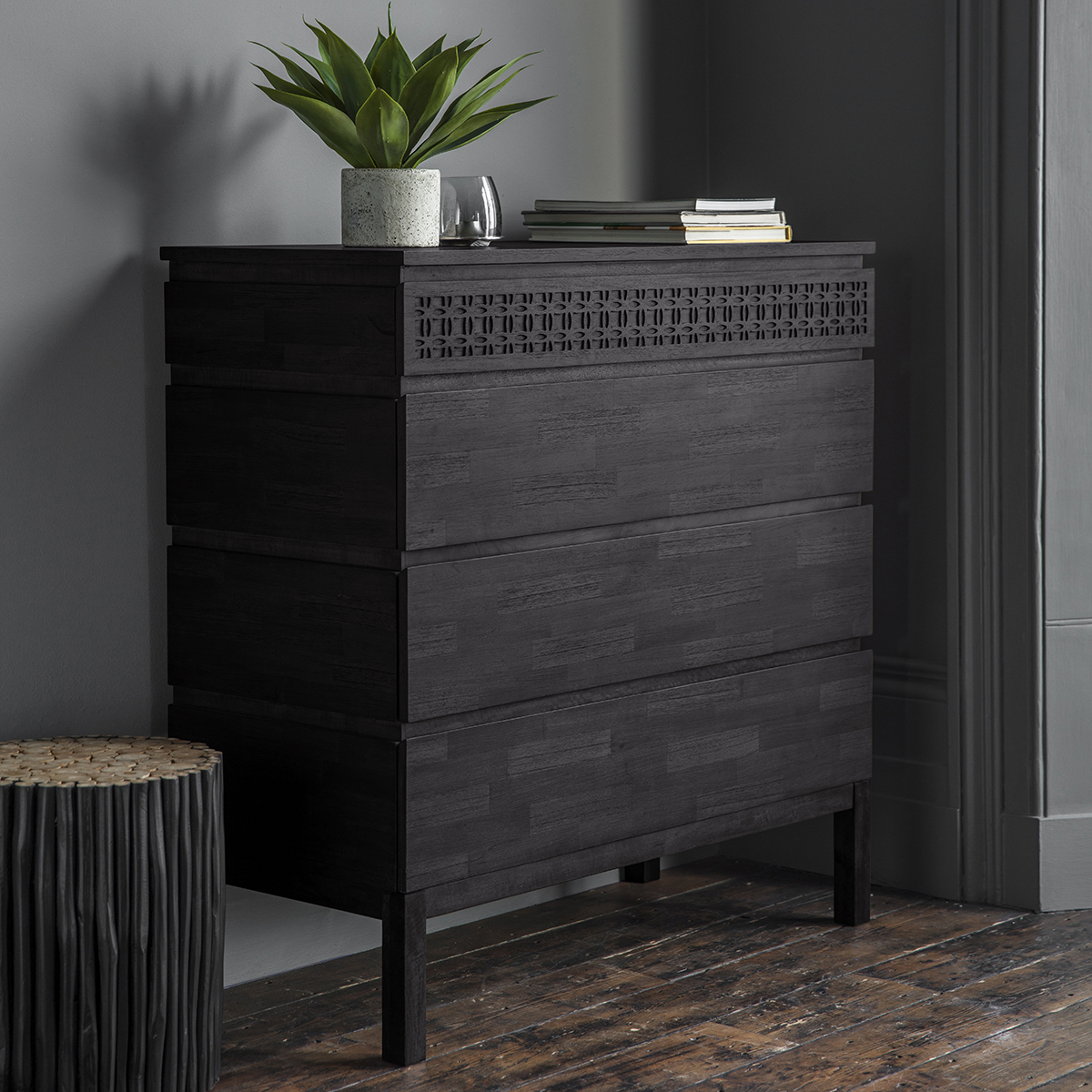 Hedonist Black 4 Drawer Chest of Drawers