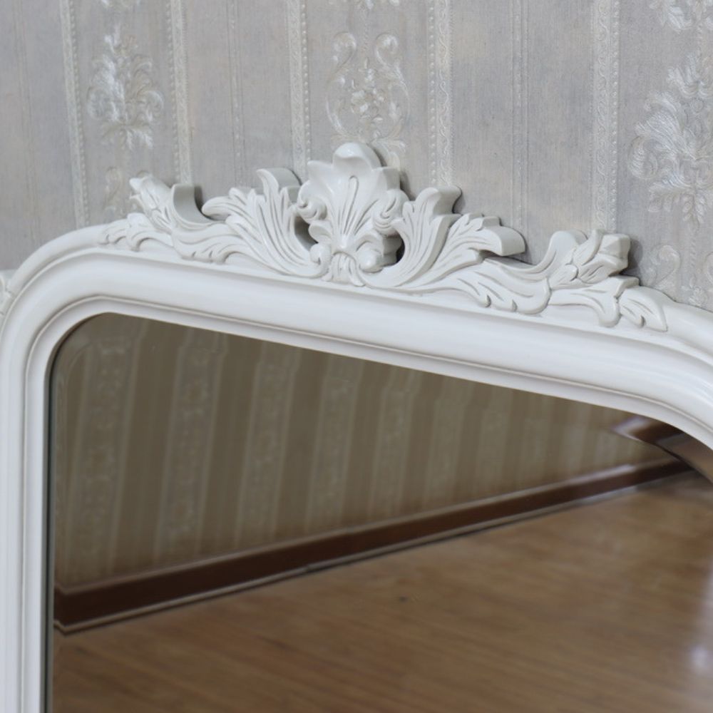 Antique White Overmantle Mirror