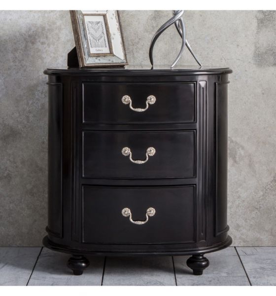 Safari Oval Bedside Cabinet Ebony Black Bf5021 Lock Stock Barrel