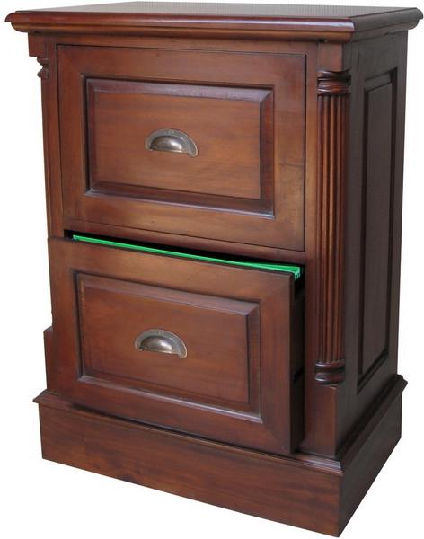 STANDARD 2 Drawer Mahogany Filing Cabinet with antique handles CHT023C (To Order Only)
