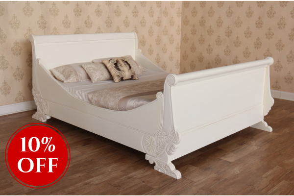 CLEARANCE - 6' Super King French Carved Sleigh Bed B015P