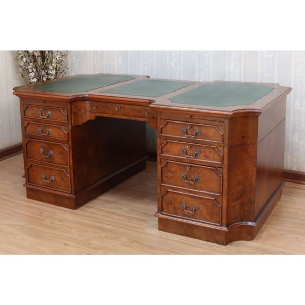 Walnut Executive Desk with 2 File Drawers