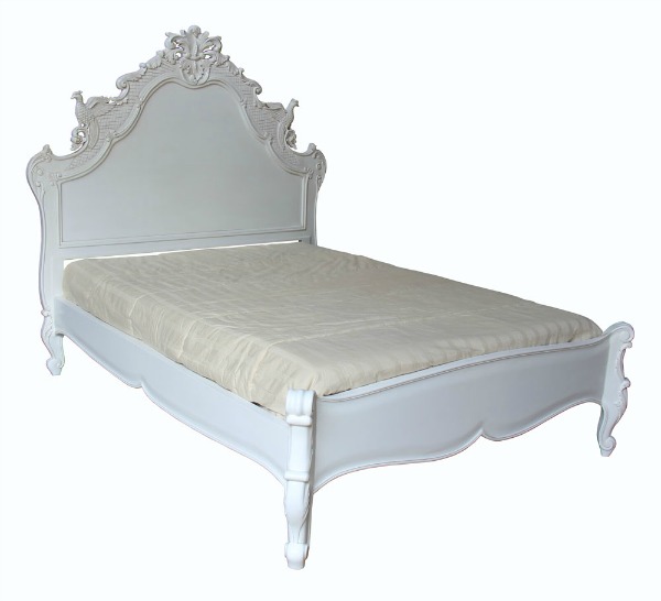 French Versailles Carved Bird Bed Antique White