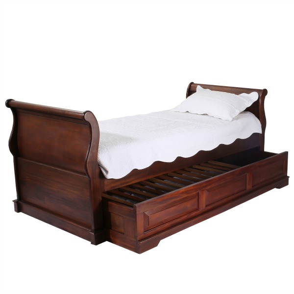 Mahogany French Sleigh Day Bed - Trundle Bed B011/3