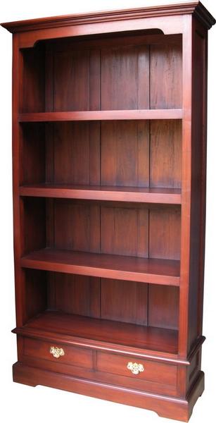 Solid Mahogany Bookcase with 2 Drawers BCS017