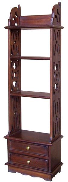 Solid Mahogany Two Drawer Bookshelf / Wall Rack RCK002