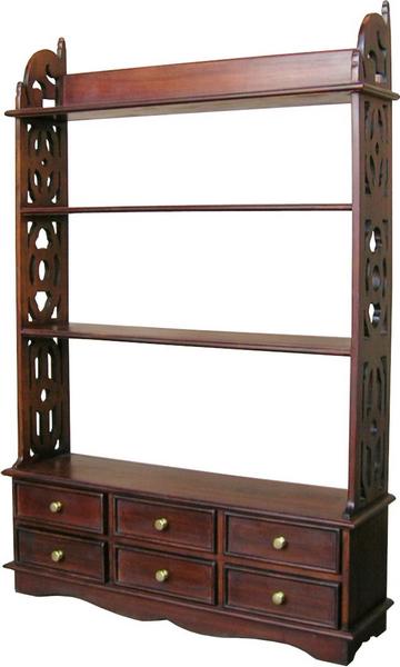 Solid Mahogany 6 Drawer Bookshelf / Wall Rack RCK004