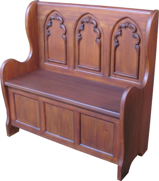 Solid Mahogany Gothic Settle