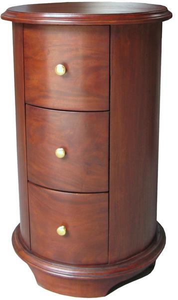 Round Bedside Table 3 drawer BS021