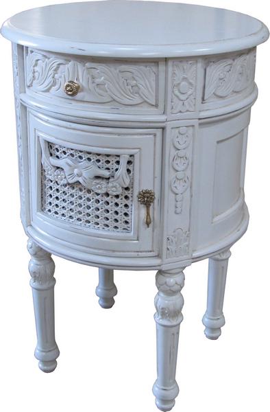 French Antique White Round Bedside BS025P