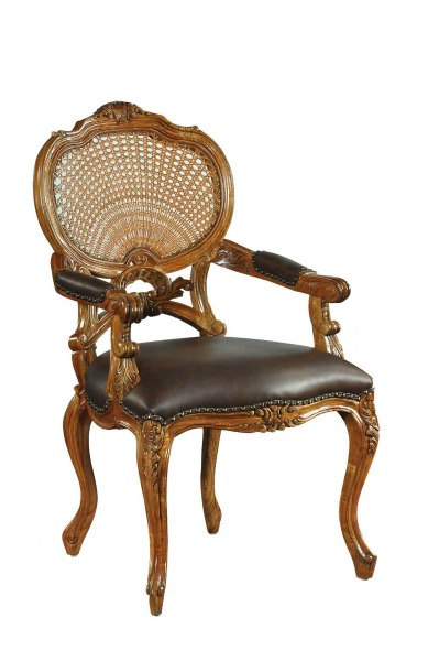 Hampton French Rattan Chair with leather